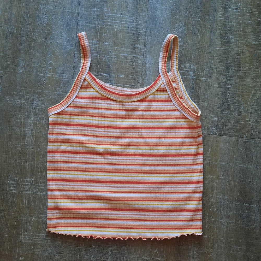 Striped Orange and White Tank Top